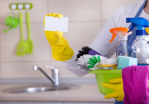 Safety-focused carpet cleaning setup with equipment and wet floor precautions